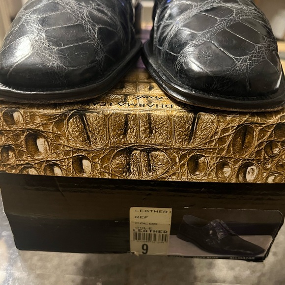 David Eden Alligator Skin Dress Derby Shoes Blue 9M - Picture 4 of 16